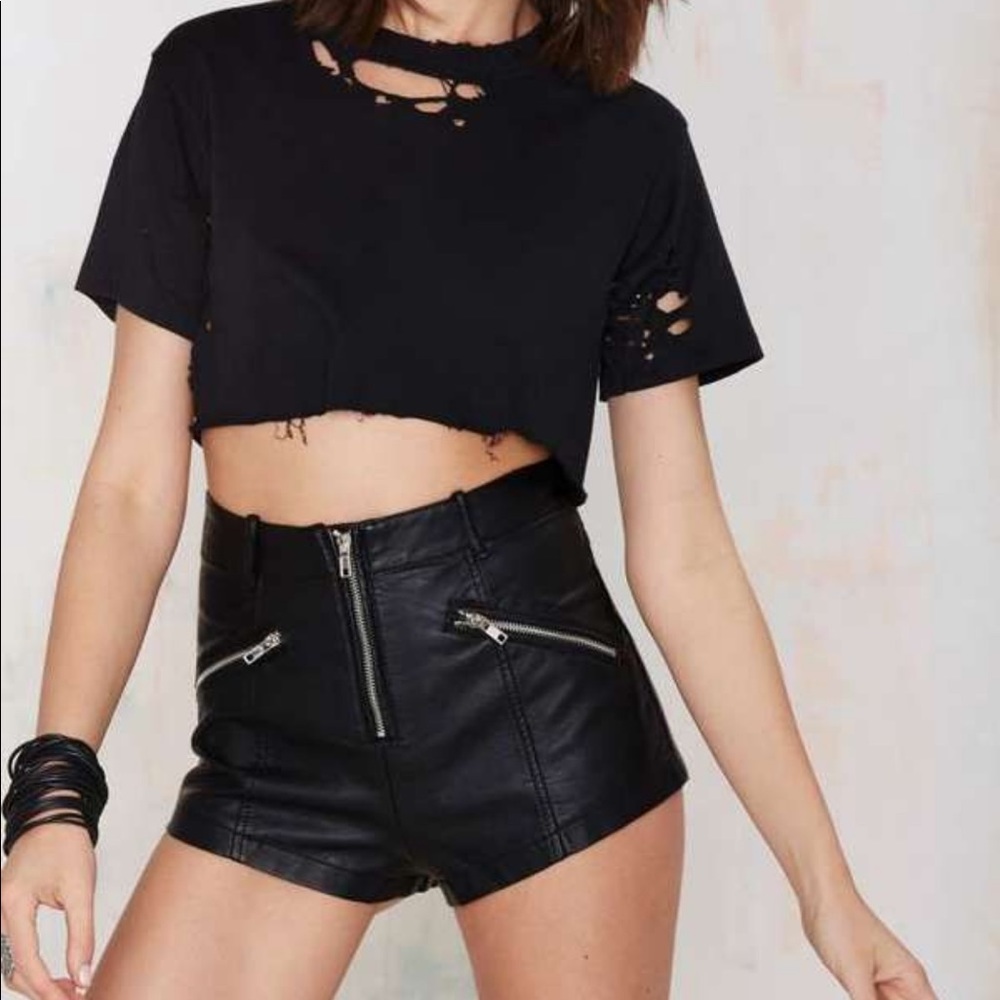 Pleather shorts || nasty gal